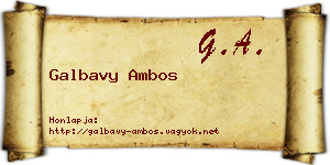 Galbavy Ambos névjegykártya